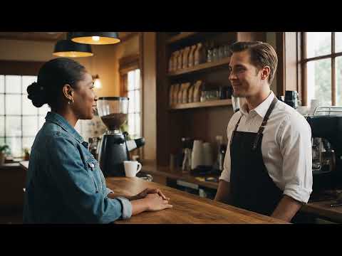 Ordering coffee at a coffee shop